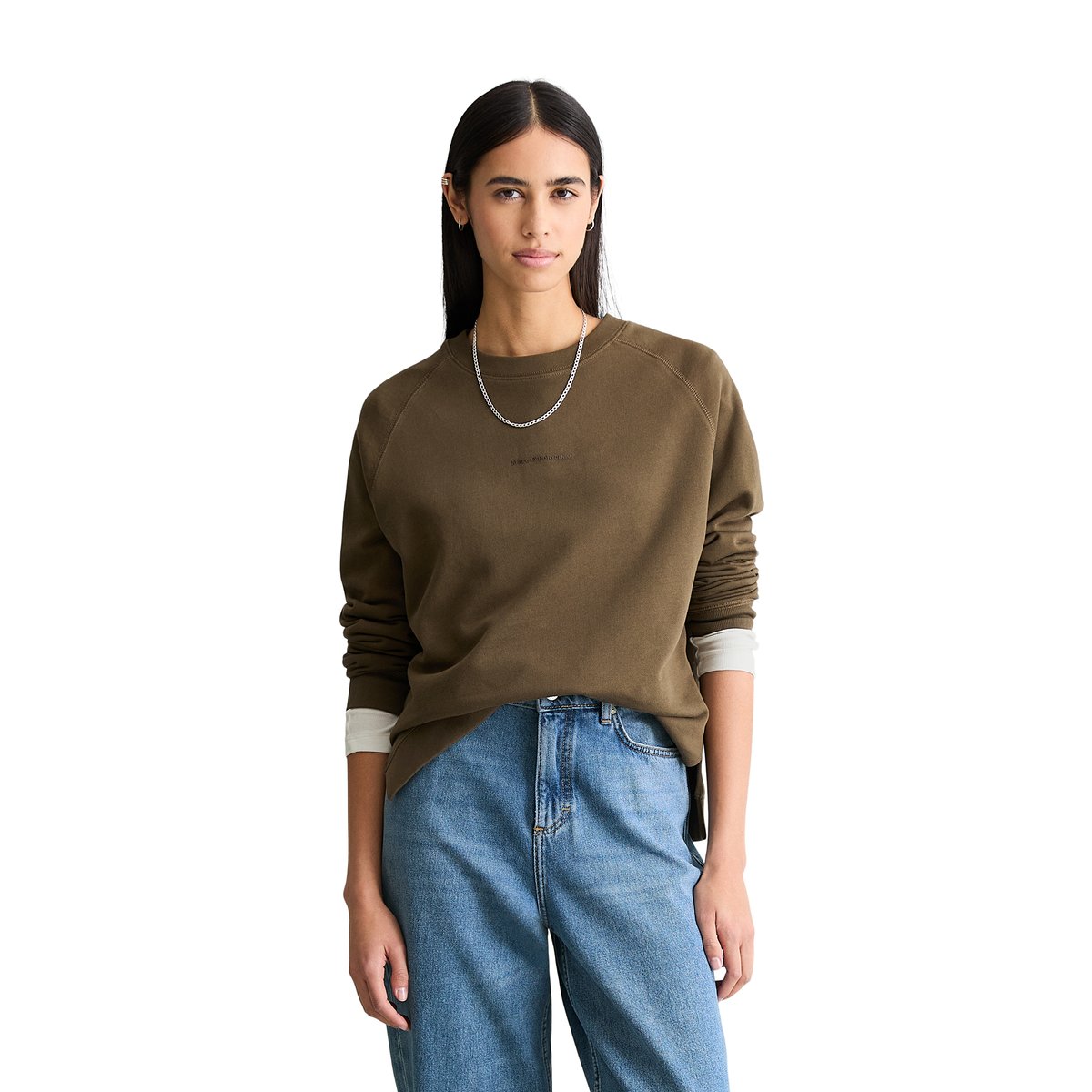Sweat-shirt DfC relaxed en coton organique brun foncé, MARC O’POLO DENIM