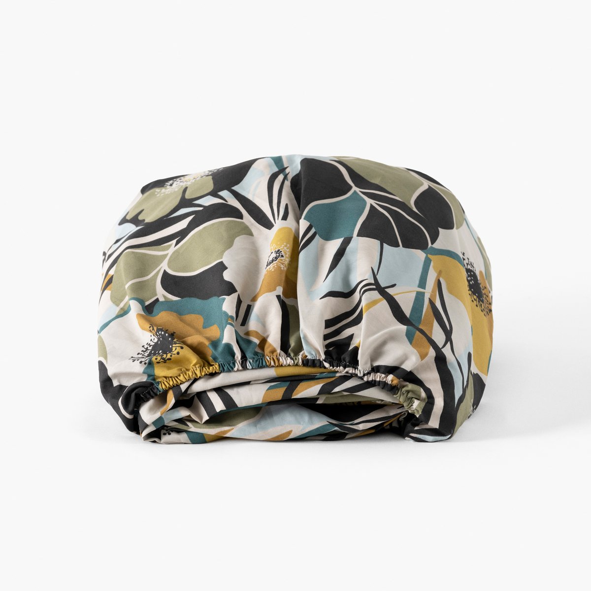 Drap housse percale de coton NÉO ficelle floral, CARRE BLANC