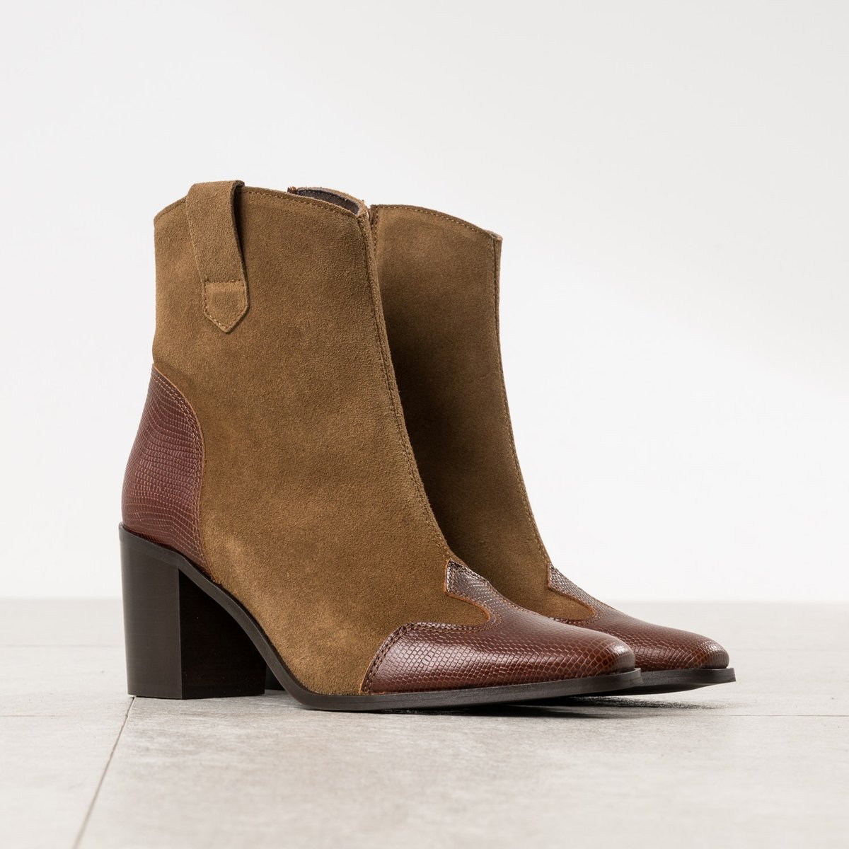 Boots À Talon en cuir NATASHA cognac, TEXTO