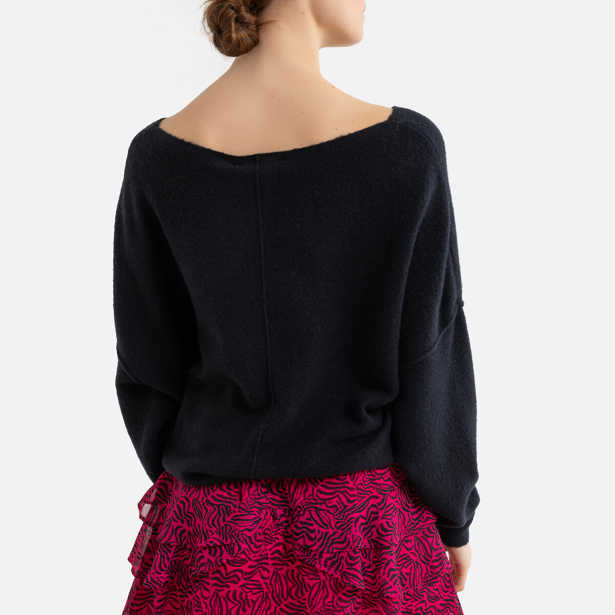 Pull col bateau en fine maille DAMSVILLE noir, AMERICAN VINTAGE