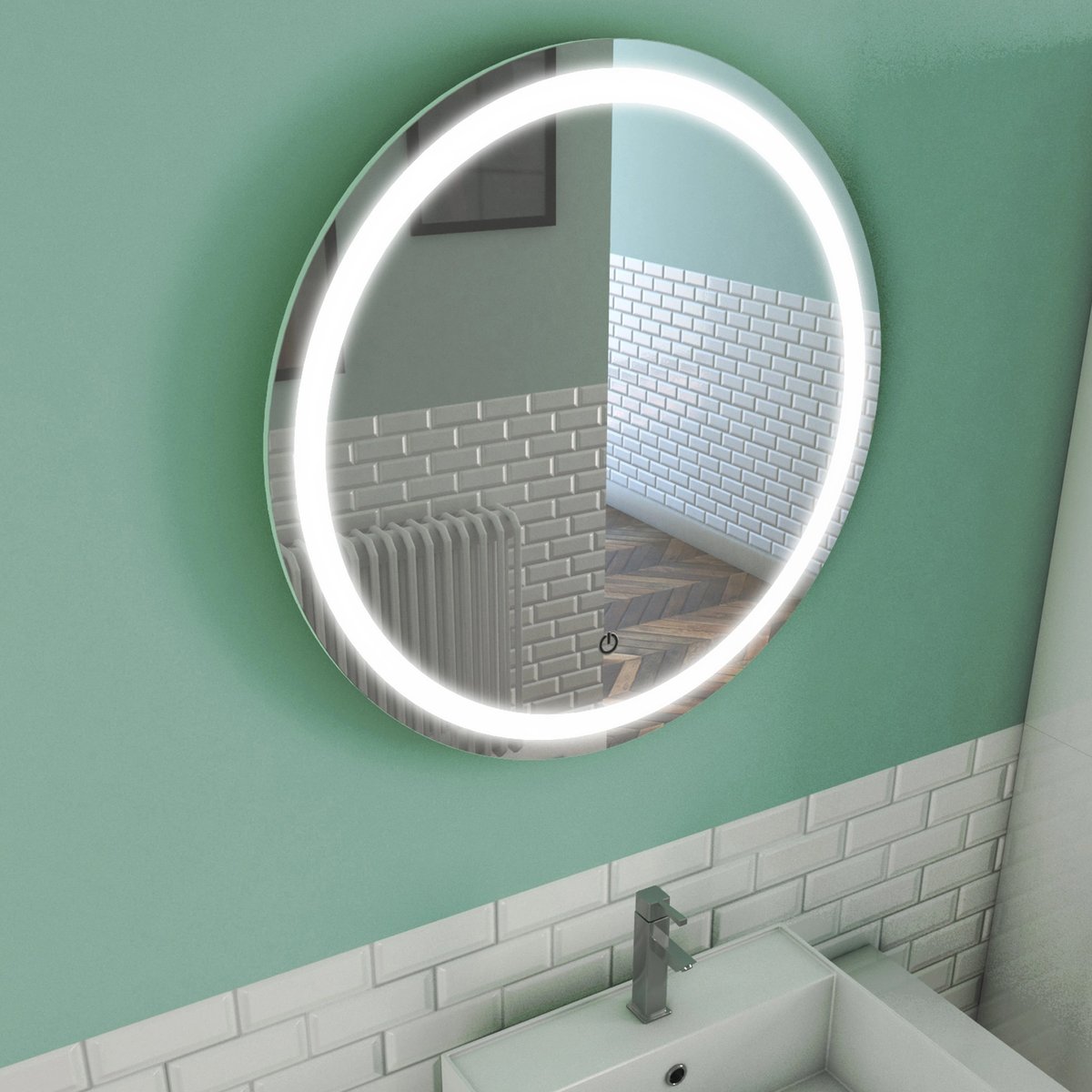 Miroir Led Light Circle gris clair, HOME MAISON