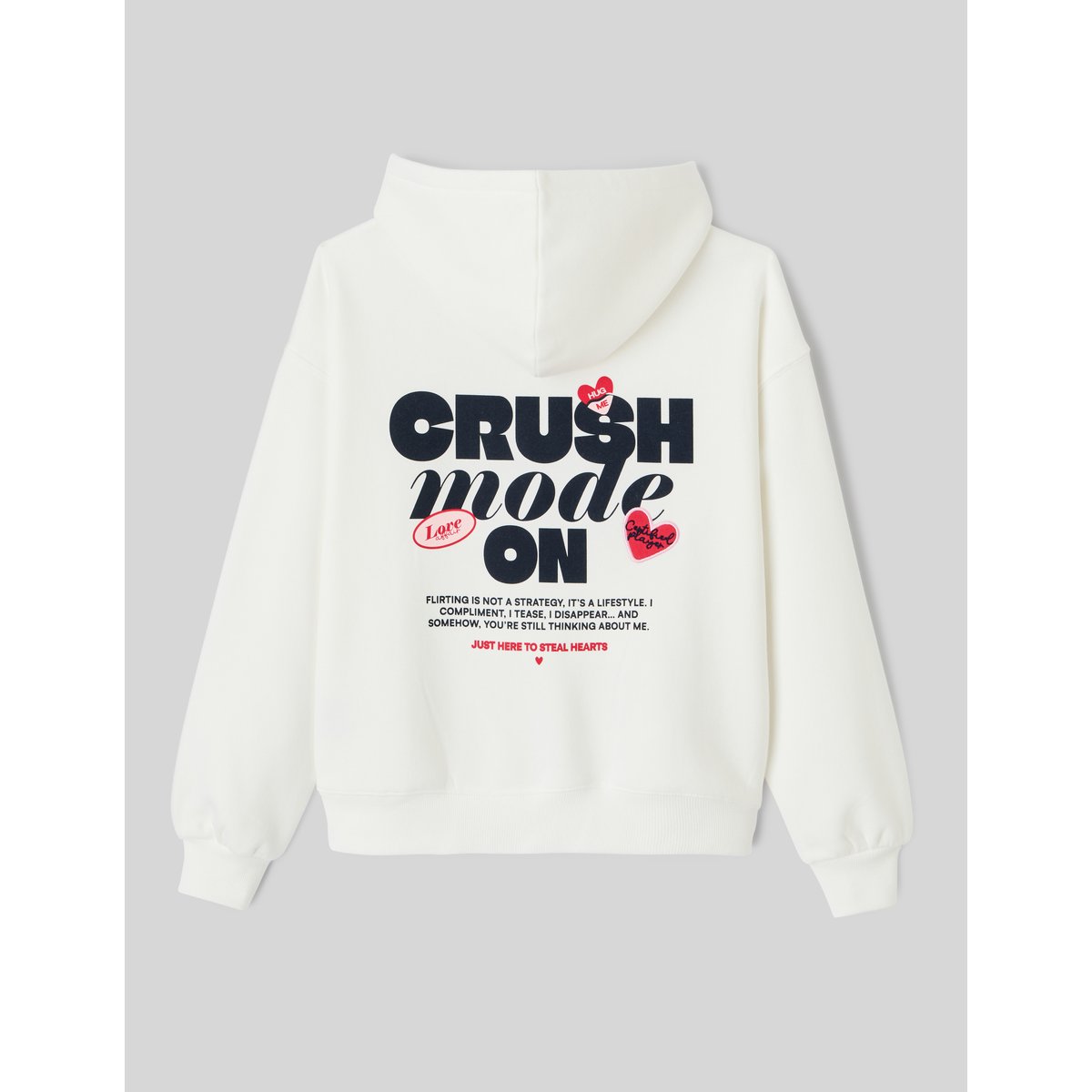 Sweat col capuche imprimé devant / dos blanc écru, BZB