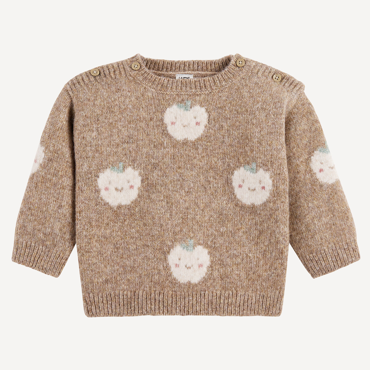 Apple Print Jumper in Chunky Jacquard Knit camel, LA REDOUTE COLLECTIONS
