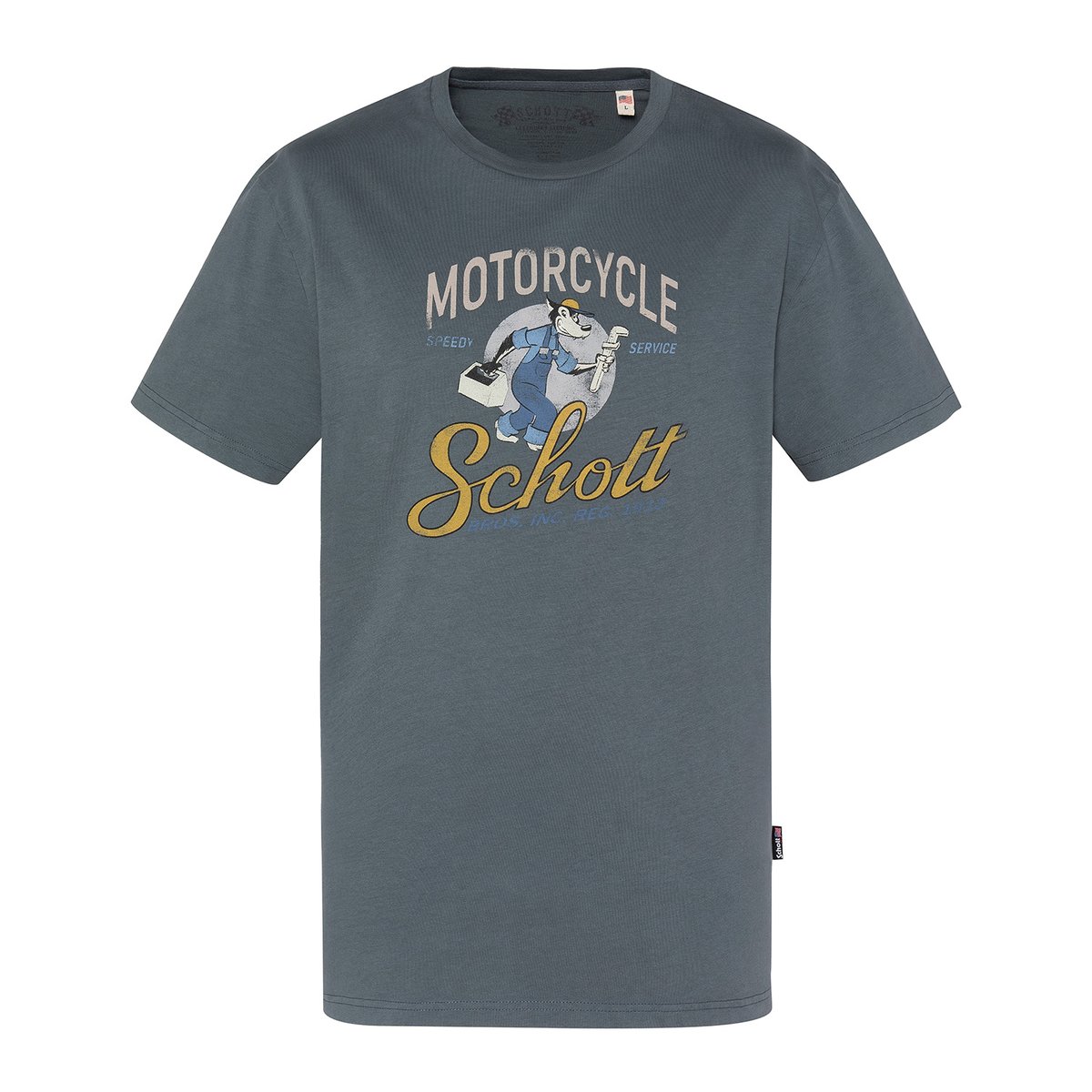 T-shirt biker cartoon anthracite, SCHOTT