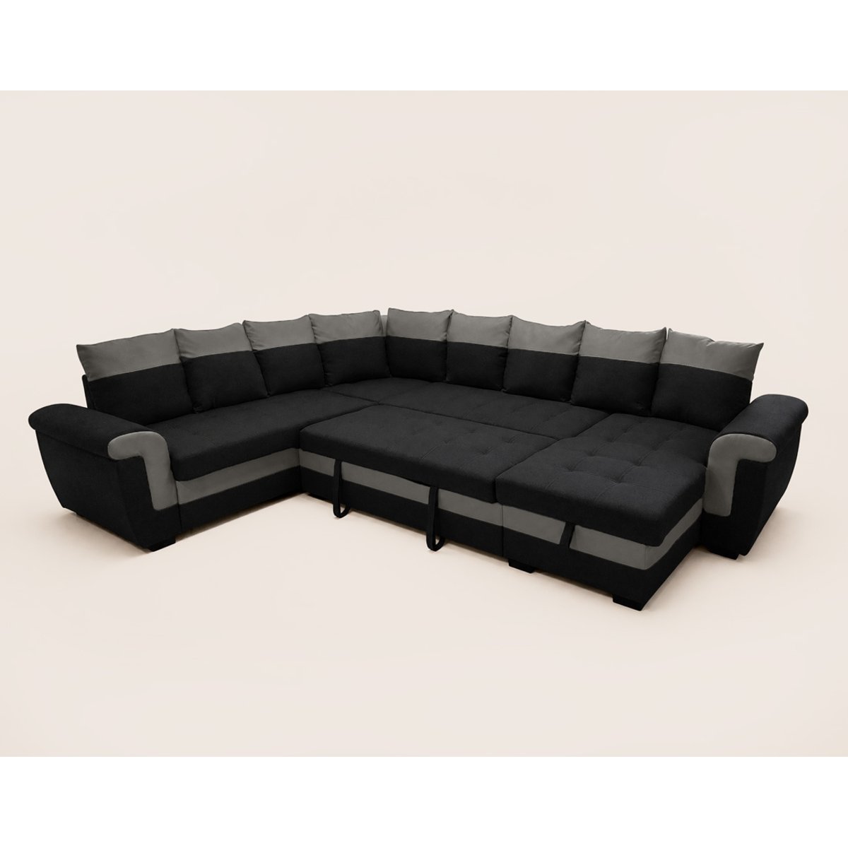 Canapé d'Angle Convertible 7 places - HENRY noir / gris, BEST MOBILIER