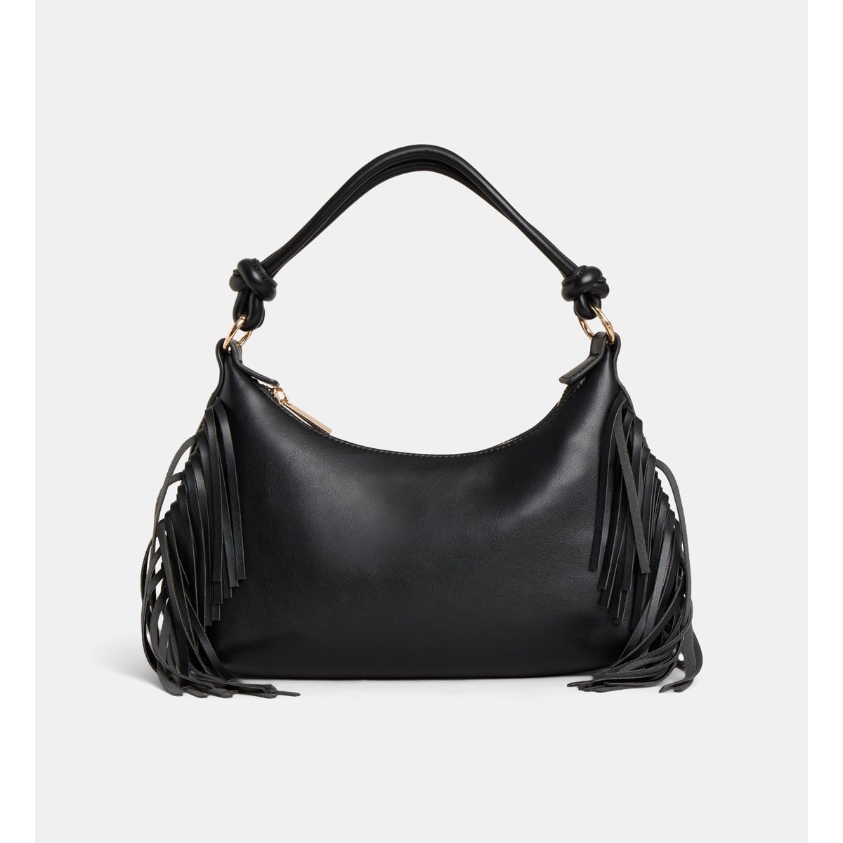 Sac à main souple mini line lisse à franges noir, GALERIES LAFAYETTE