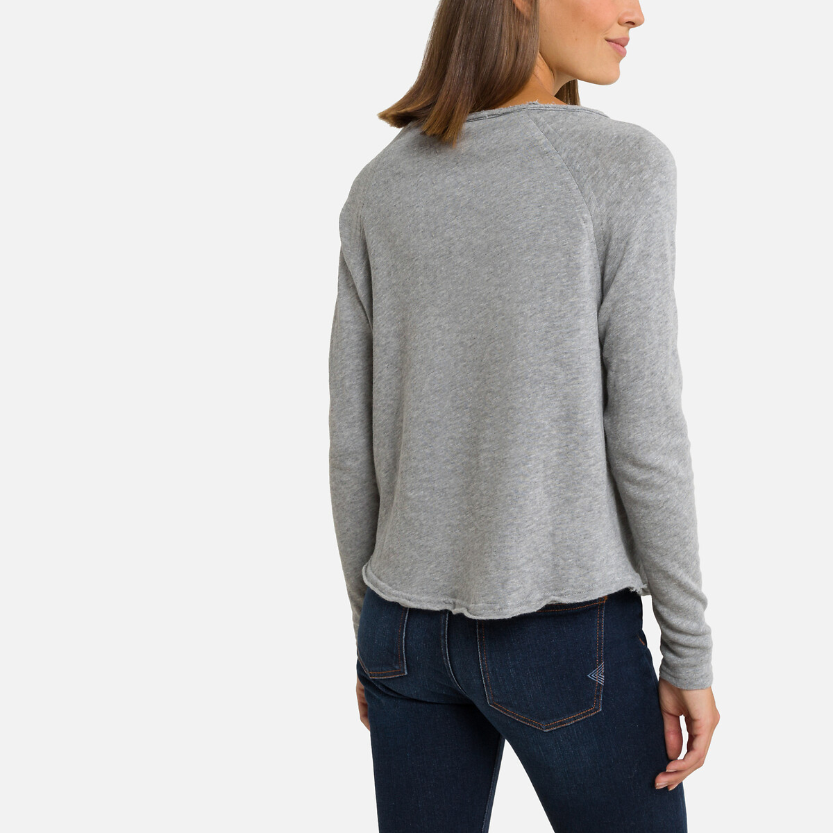 T-shirt met ronde hals en lange mouwen Sonoma mêleegrijs, AMERICAN VINTAGE