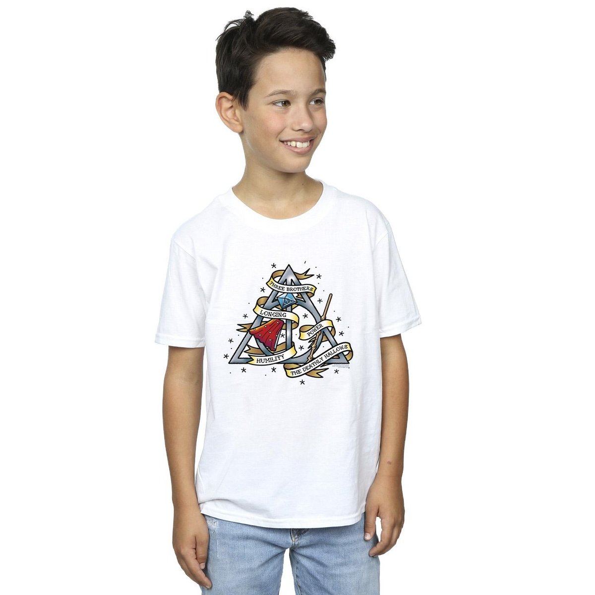 T-shirt THE DEATHLY HALLOWS blanc, HARRY POTTER