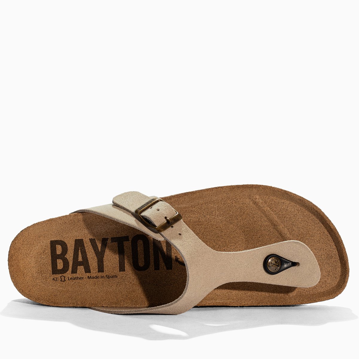Tongs en cuir suédé MERCURE beige, BAYTON