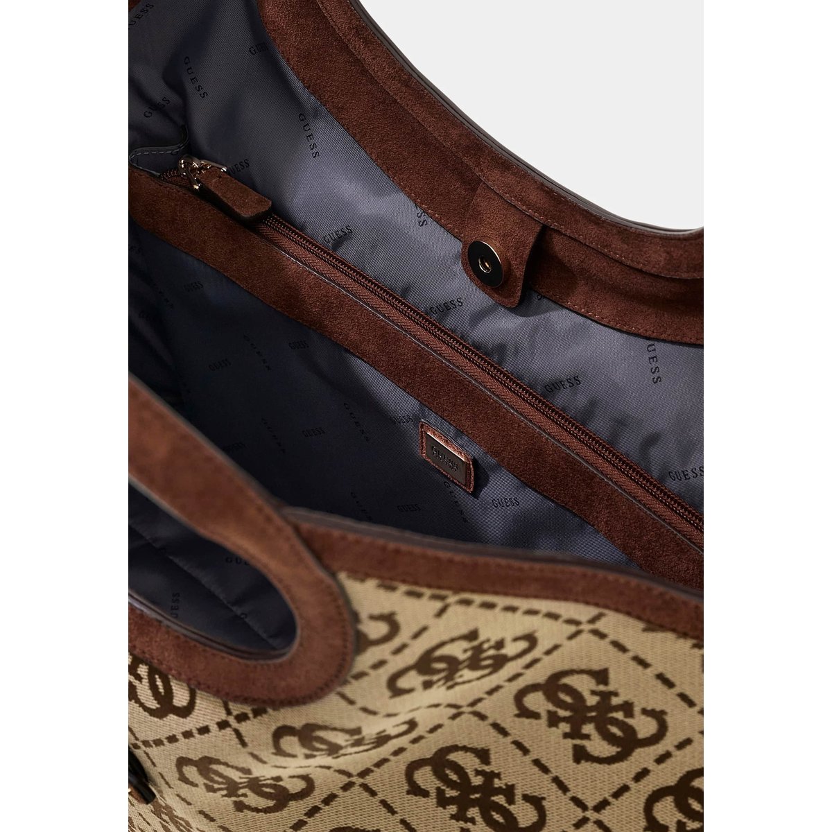 Sac Shopper Logo Samantha marron multi, GUESS