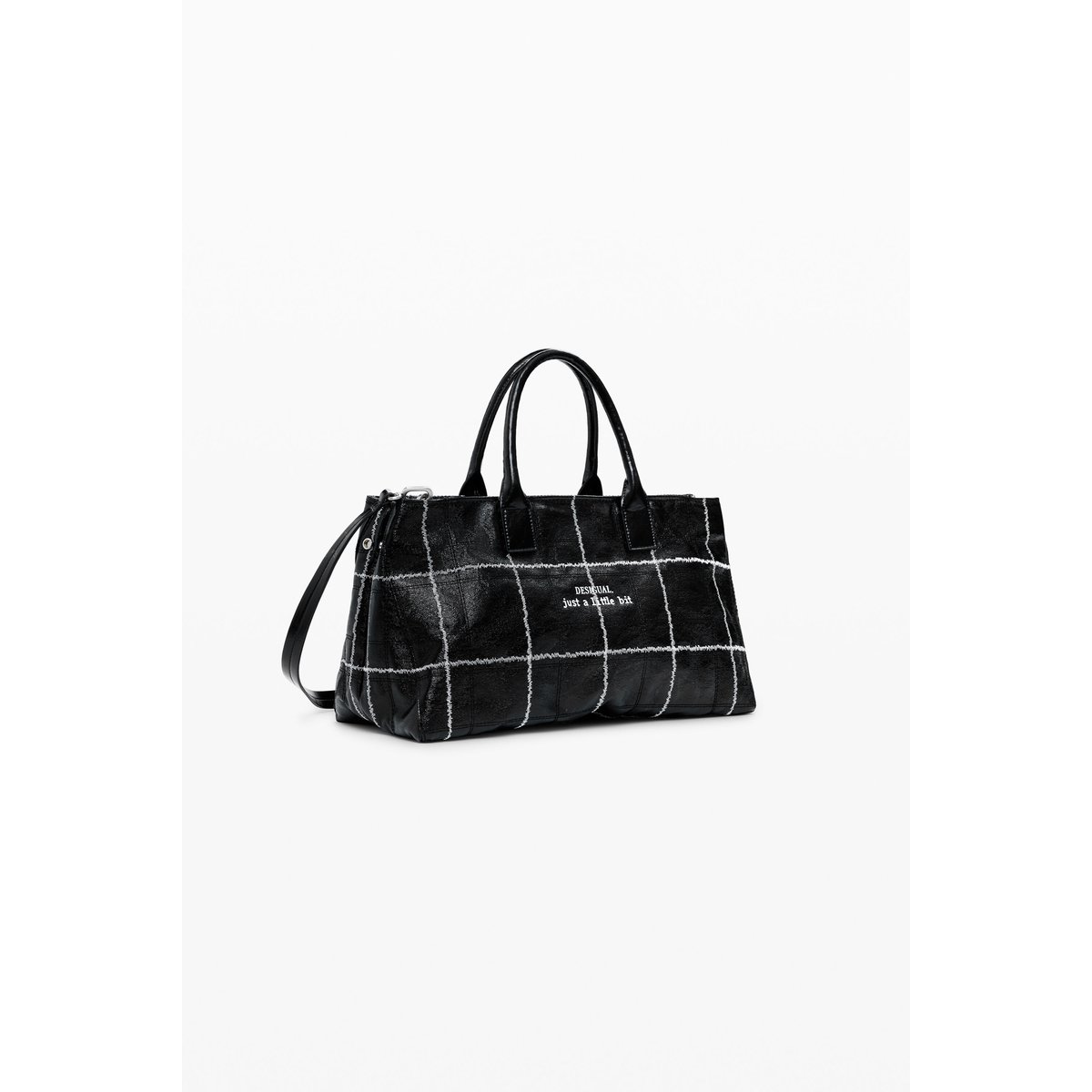 Sac cabas brillant moyen noir, DESIGUAL
