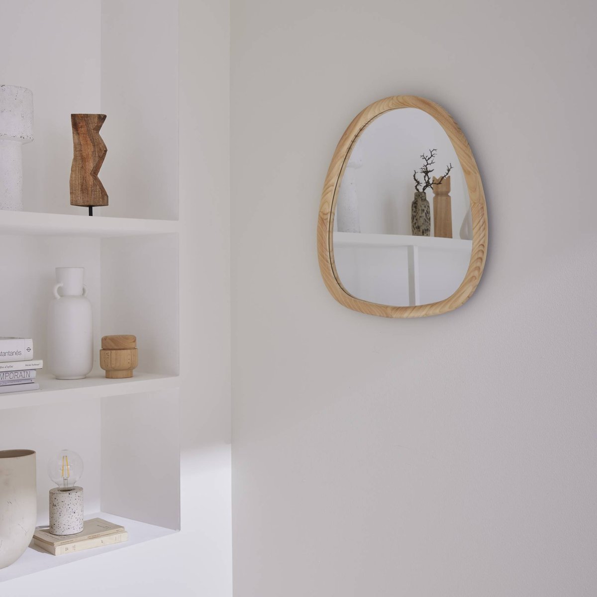 Miroir organique bois de sapin 55cm CHARLIE naturel, SWEEEK