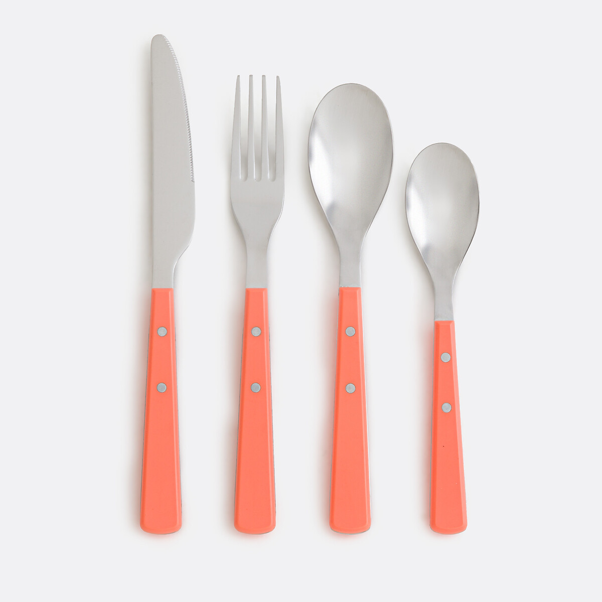 Ménagère 16 pièces manches rivetés, Roby orange corail, LA REDOUTE INTERIEURS