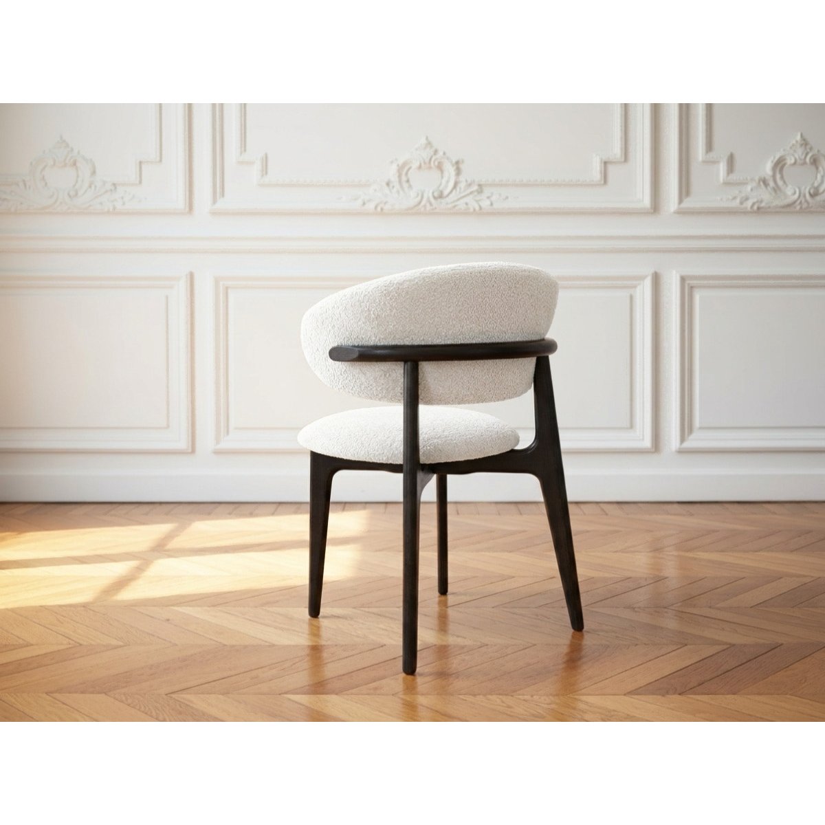 Lot de 2 chaises tissu bouclette, ROSINE blanc, BOBOCHIC