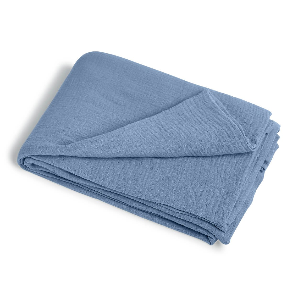 Nappe + 8 serviettes gaze de coton ALMA Made in Europe bleu, FEBRONIE