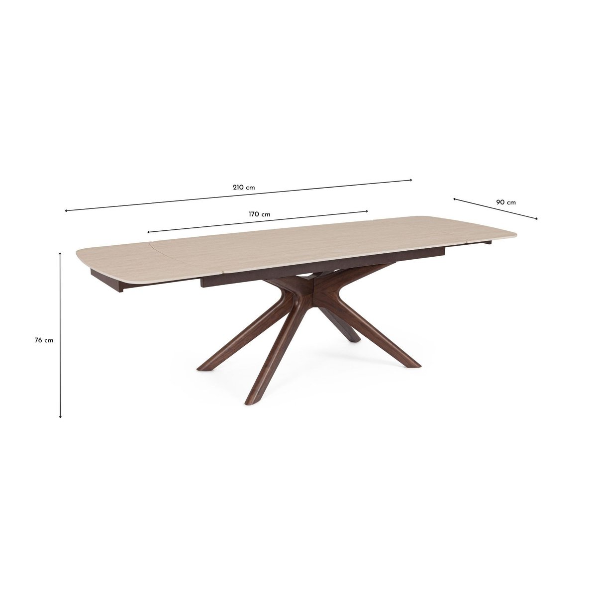 Table rectangulaire extensible céramique 6/10 places L170/250 - MARINE bois clair, HELLIN, DEPUIS 1862