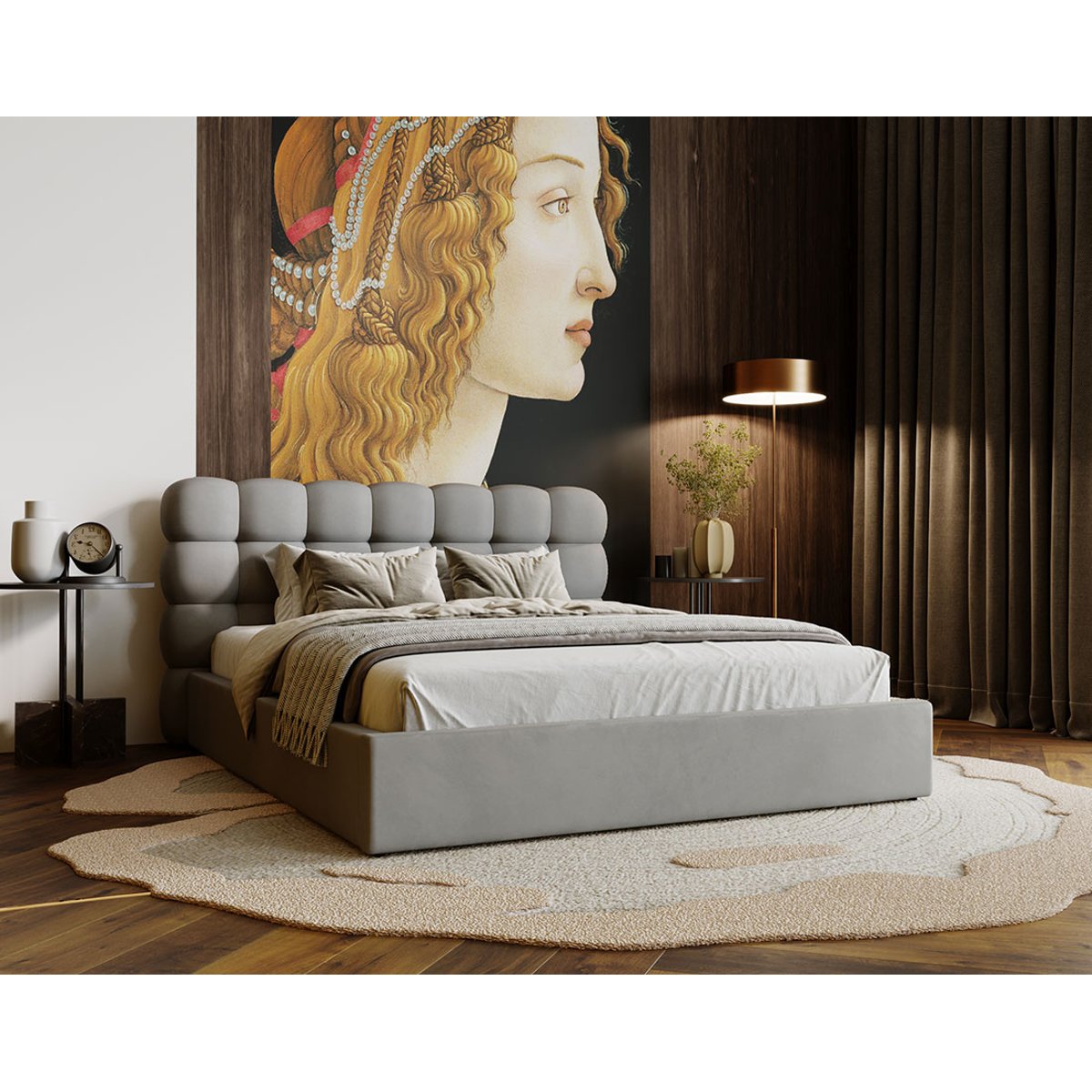 Lit coffre - LOTUS gris, BEST MOBILIER