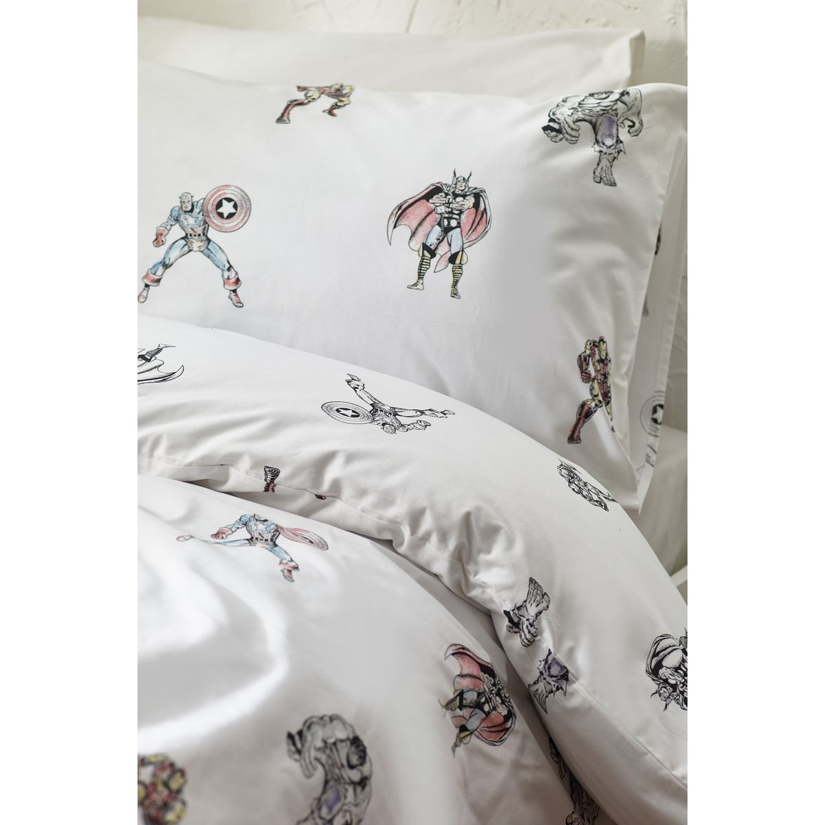 Parure de lit coton disney avengers blanc, NEXT