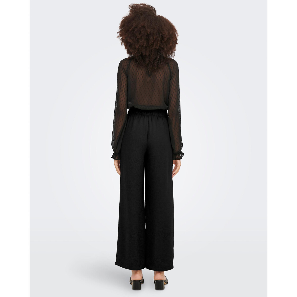 Pantalon large, taille haute noir, JDY