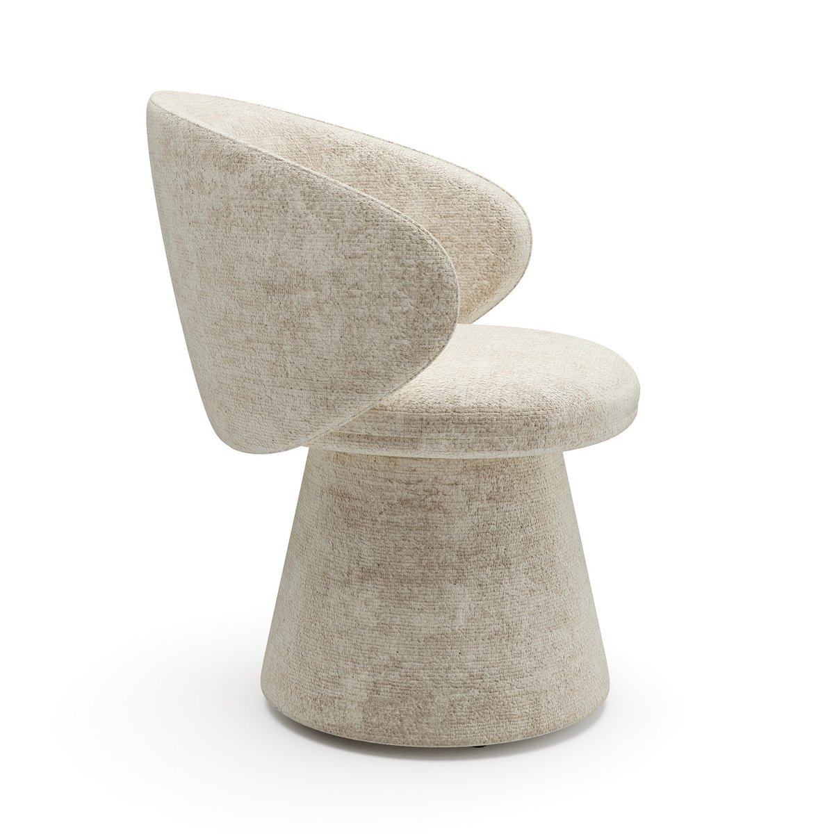 Fauteuil rotatif 180° en velours texturé FLARE crème, SIA HOME