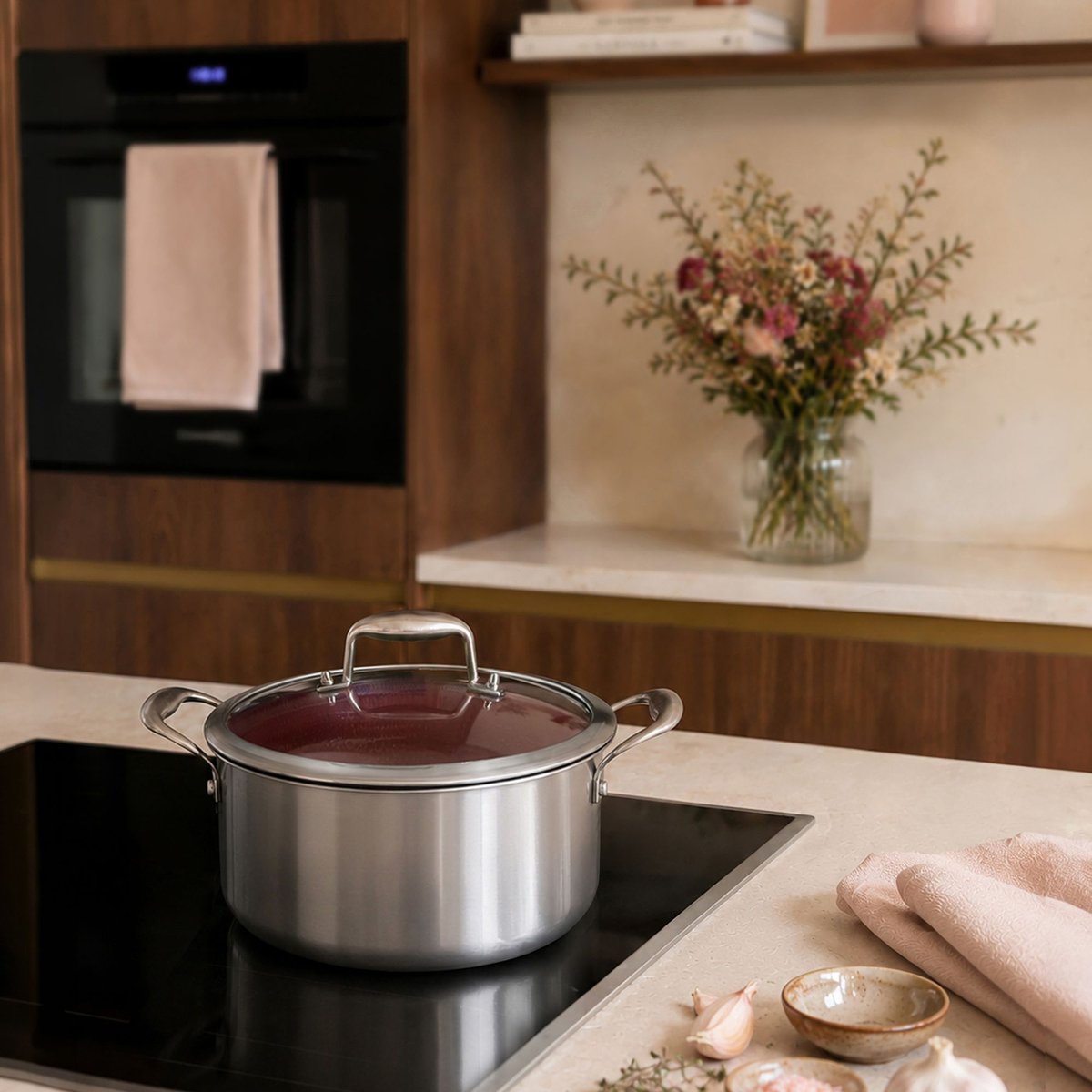 Faitout 24cm en acier inoxydable, AGLAE bordeaux-inox, MENASTYL