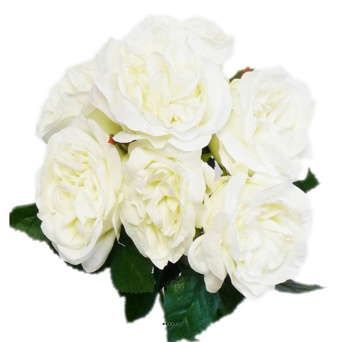 Bouquet de 7 Roses factices en piquet et fe blanc neige, ARTIFICIELLES