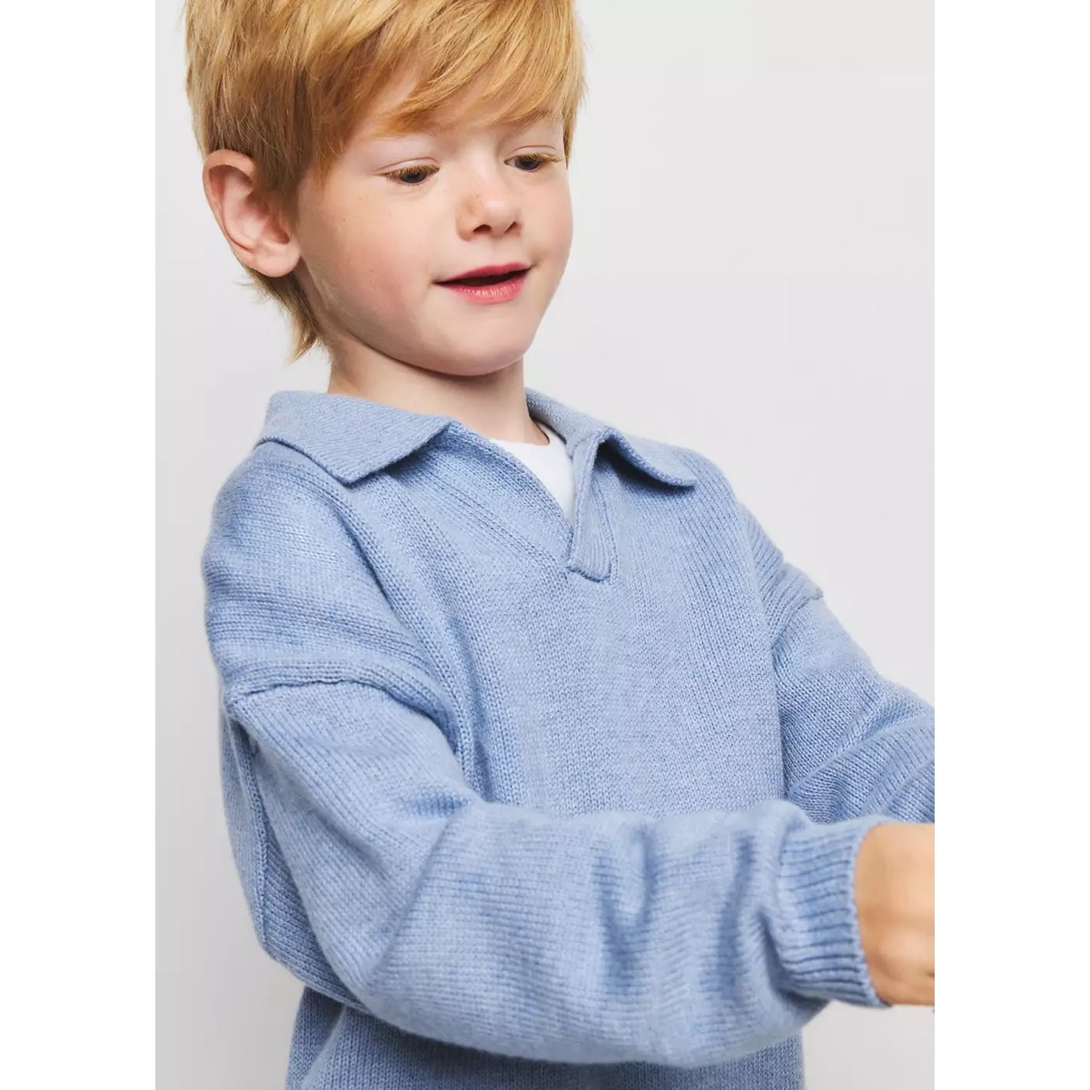 Pull-over col polo bleu, MANGO BABY