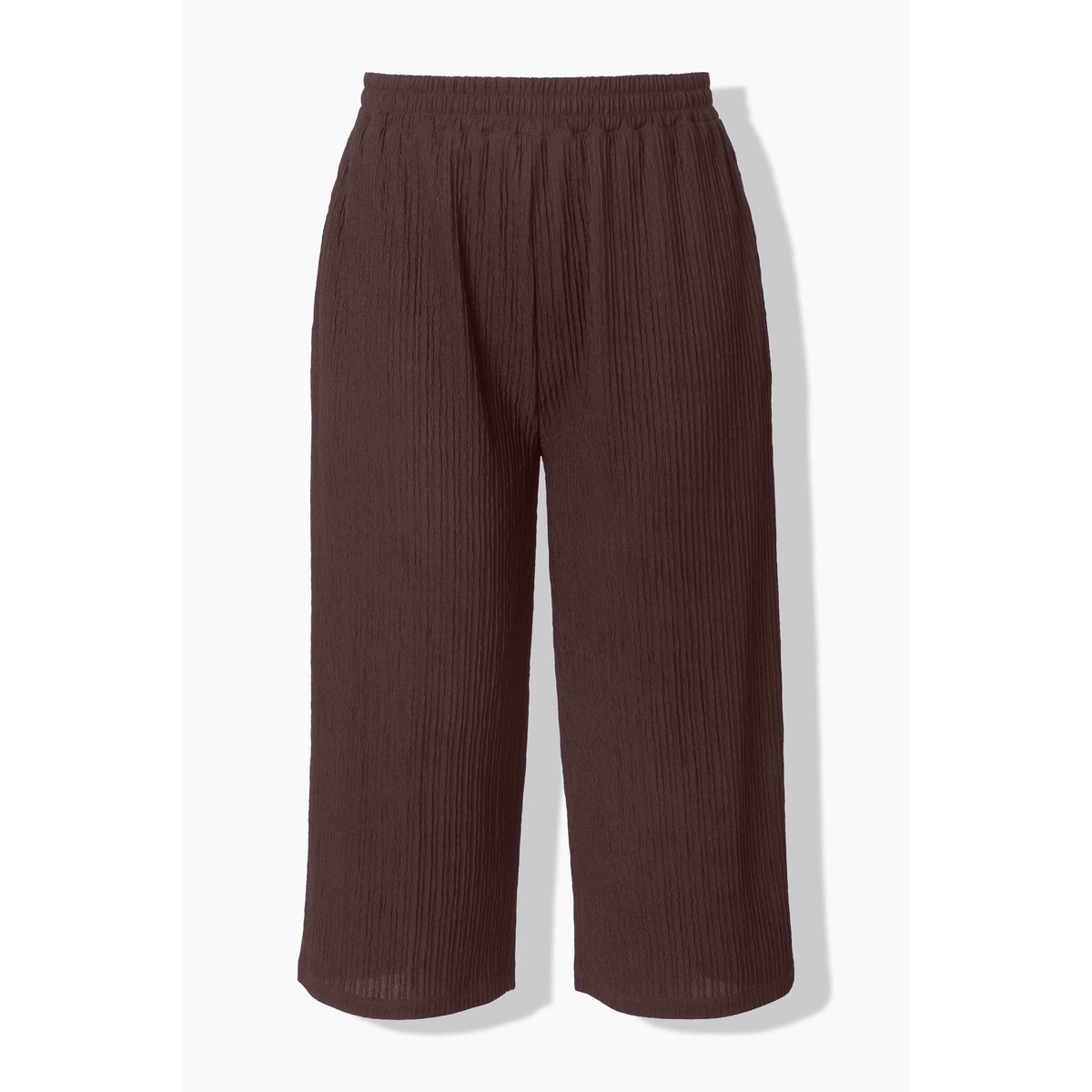 Jupe-culotte en jersey texturé, jambe large chocolat, STUDIO UNTOLD