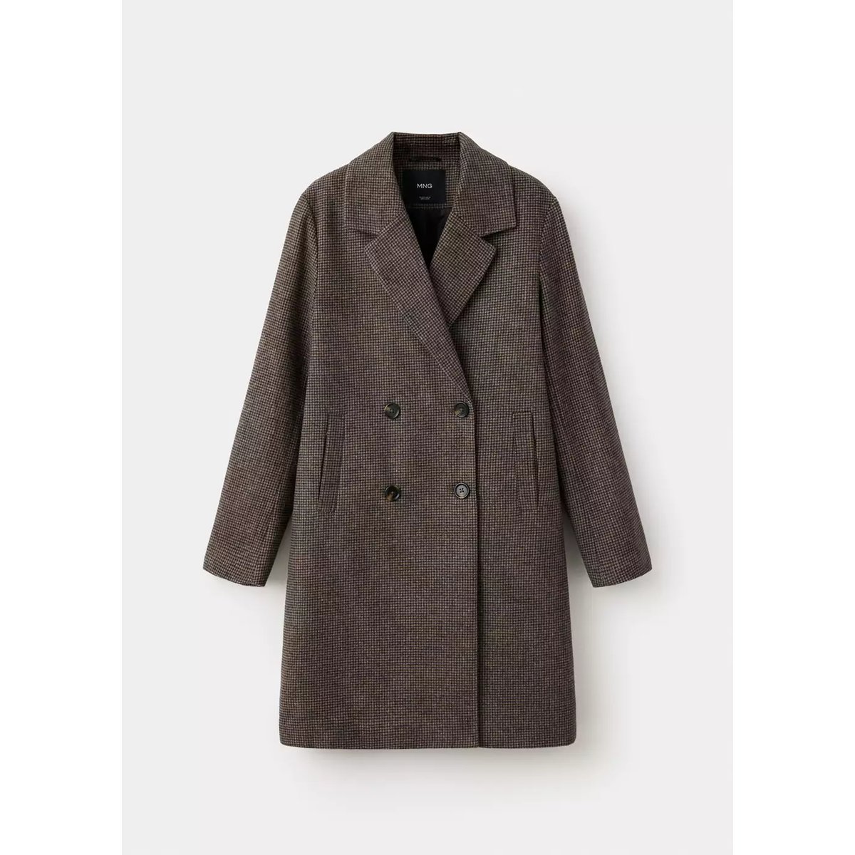 Manteau en laine à double boutonnage marron moyen, MANGO TEEN