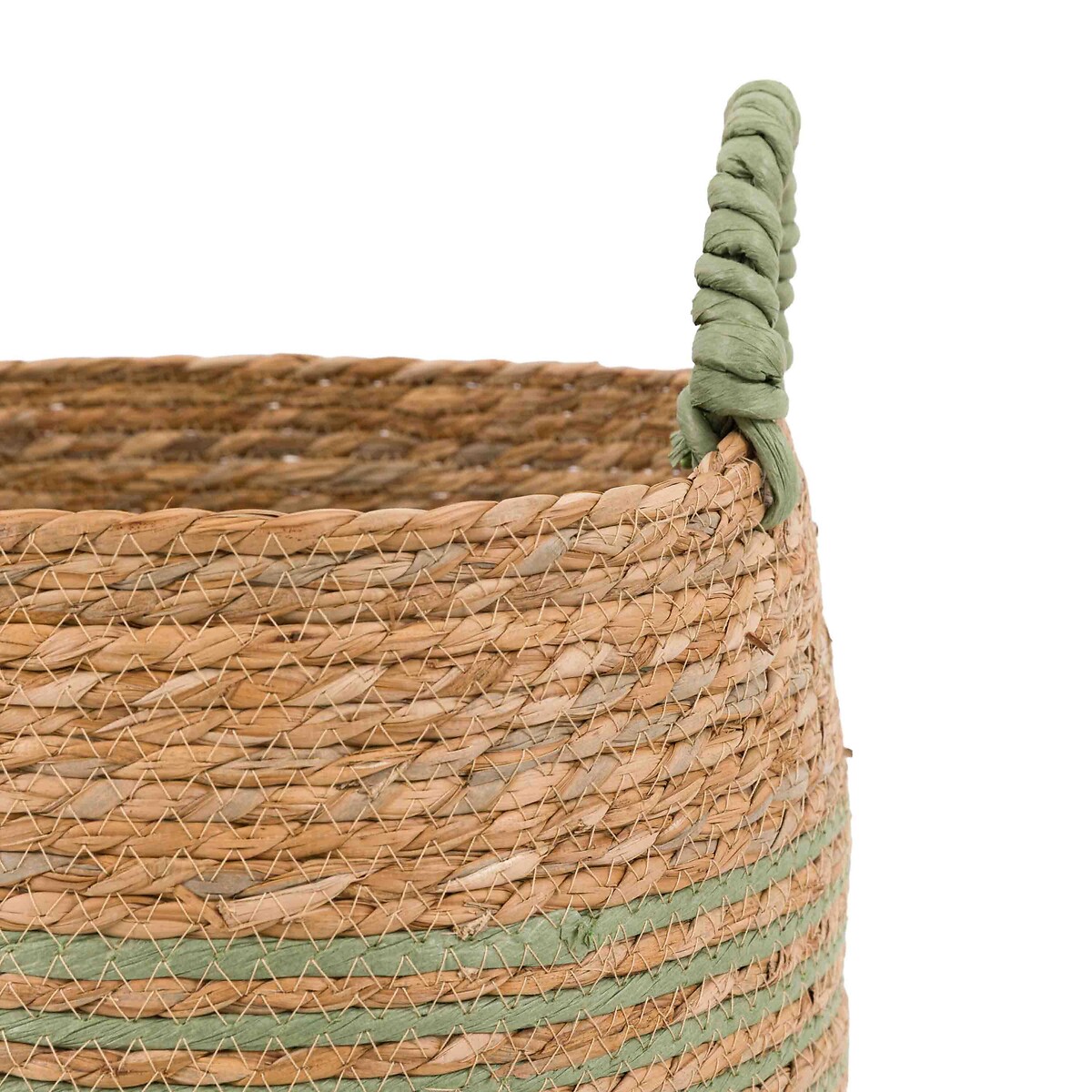 Set of 3 Diso Seagrass Basket in Olive Stripe green, ÉDITÉ