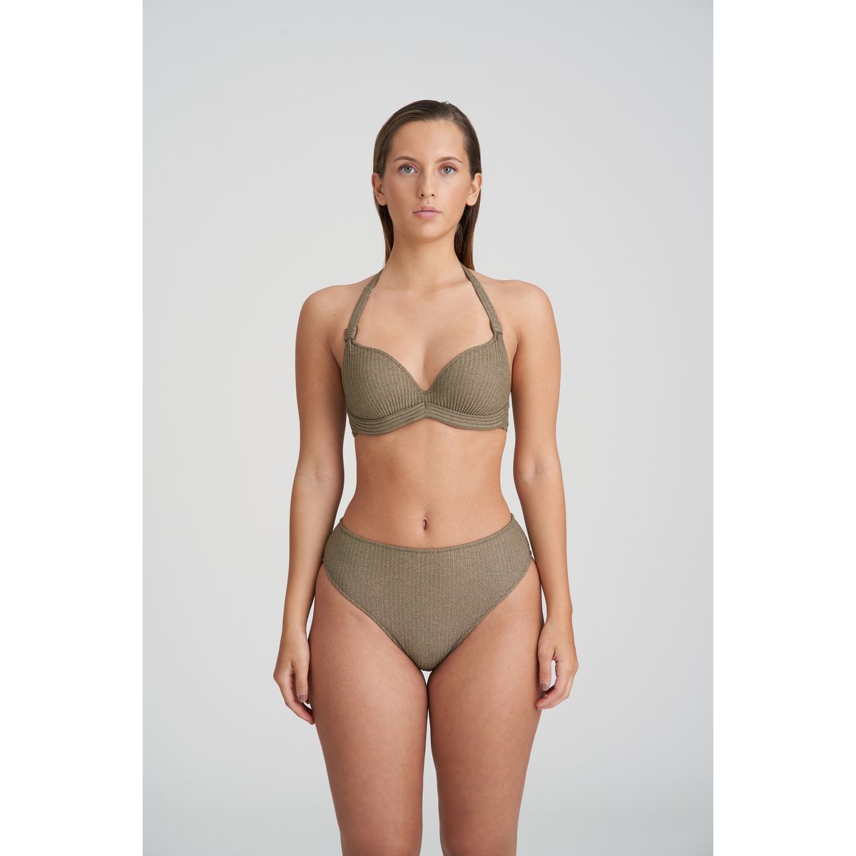 Bikini rembourré déc. plongeant TINJIS vert - golden olive, MARIE JO