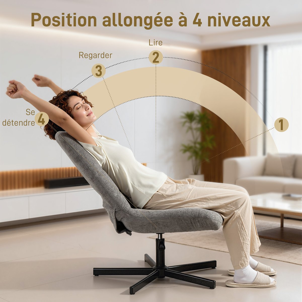 Fauteuil inclinable avec repose-pieds Velours gris, HOMCOM