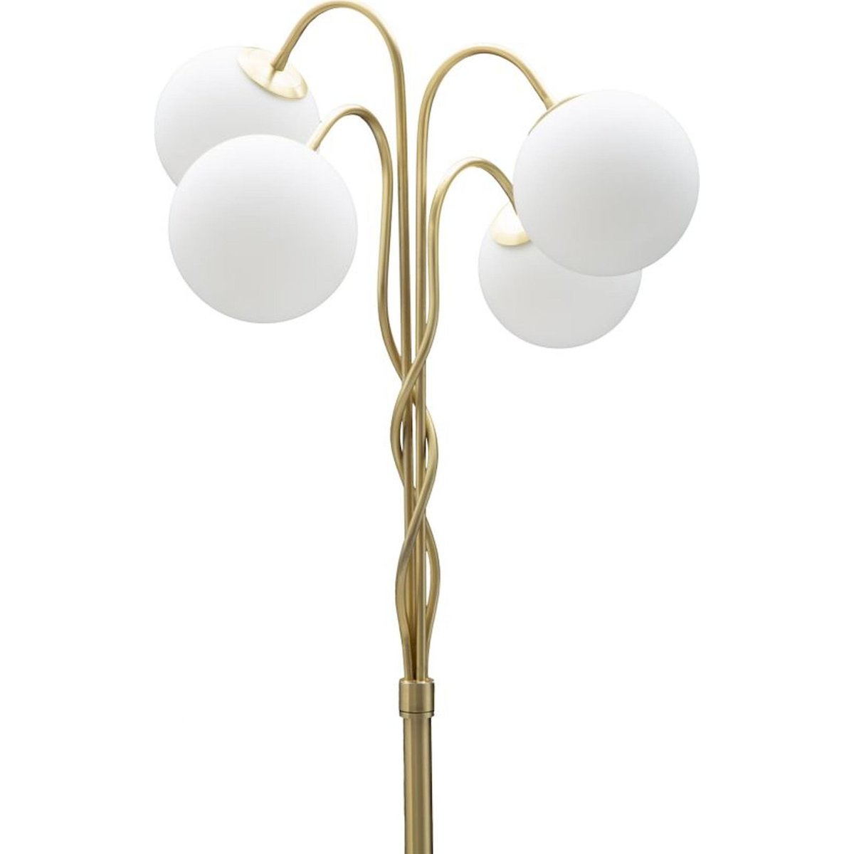 Lampadaire 4 lumières en fer et verre GLAM blanc et doré, RECOLLECTION