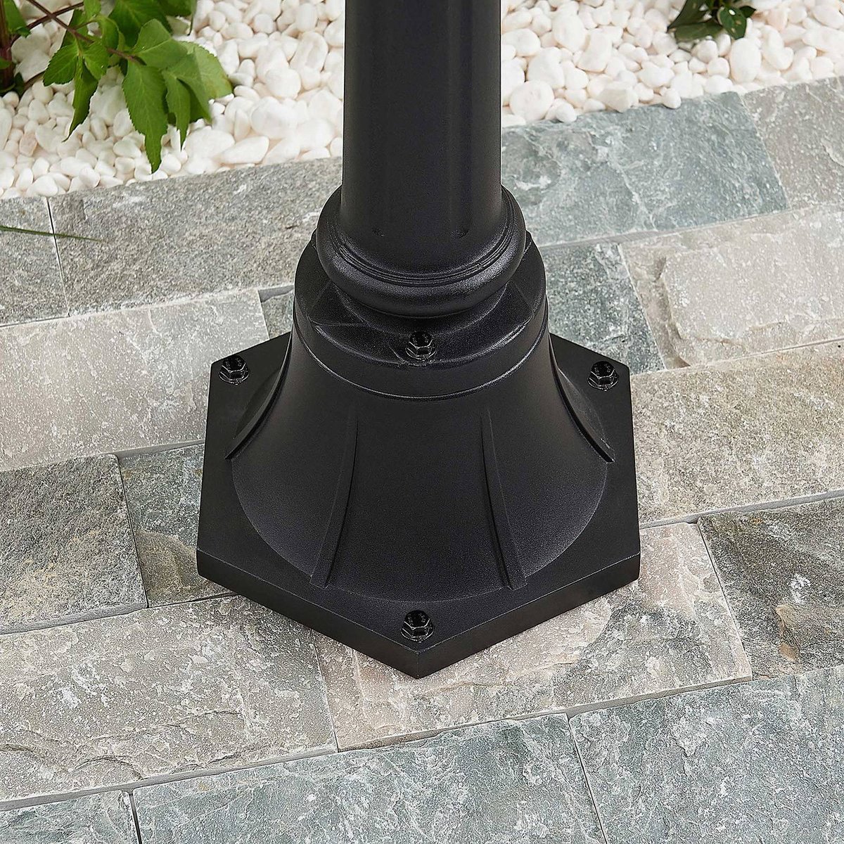 Lampadaire extérieur en aluminium vintage noir, cuivre, LINDBY