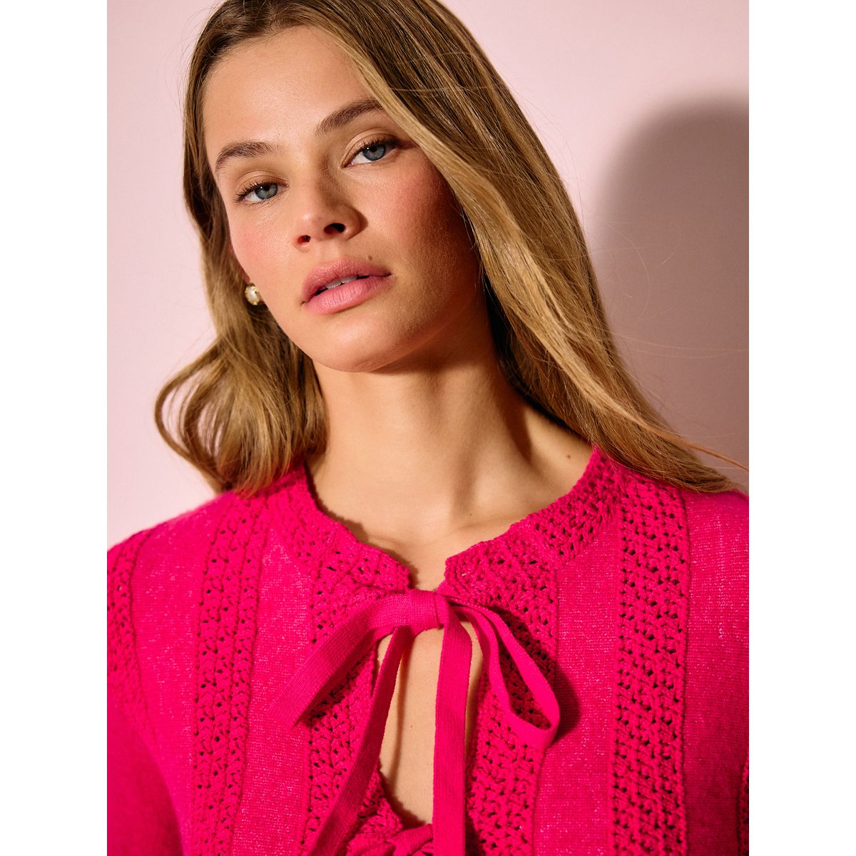 Cardigan en crochet rose, NEXT