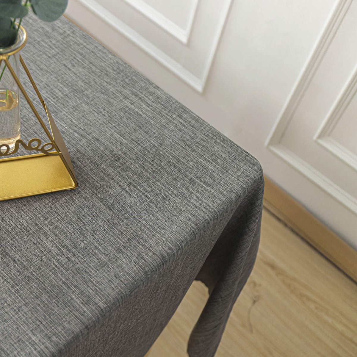 Nappe anti tâches et infroissable  -  - Effet chiné gris anthracite, HOME MAISON