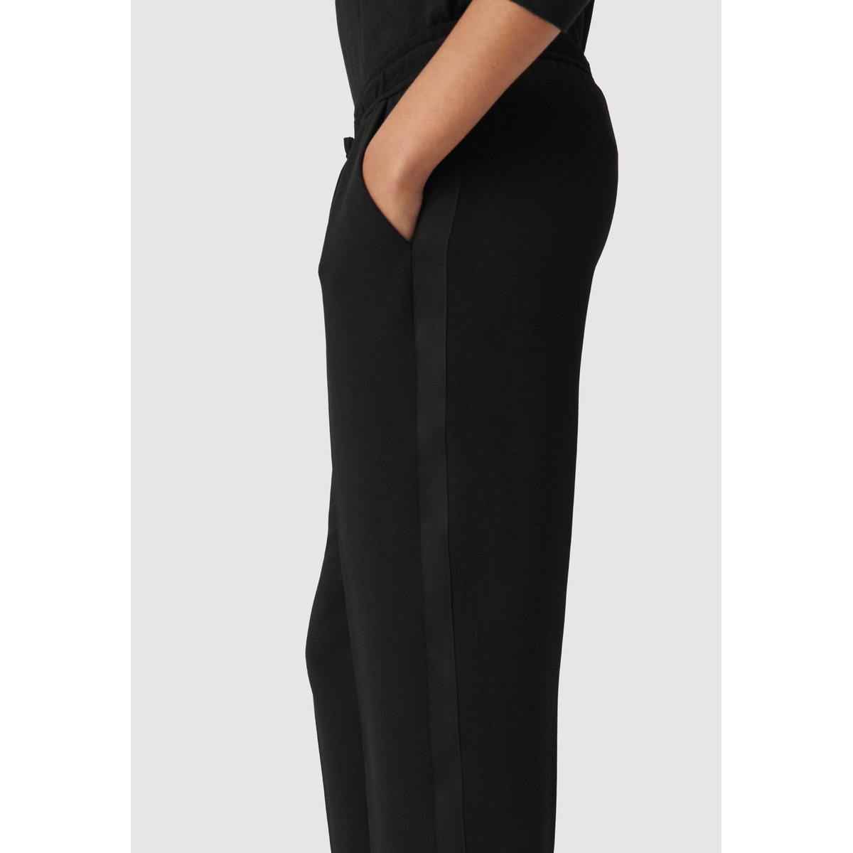Pantalon droit ceinture élastiquée noir, IKKS