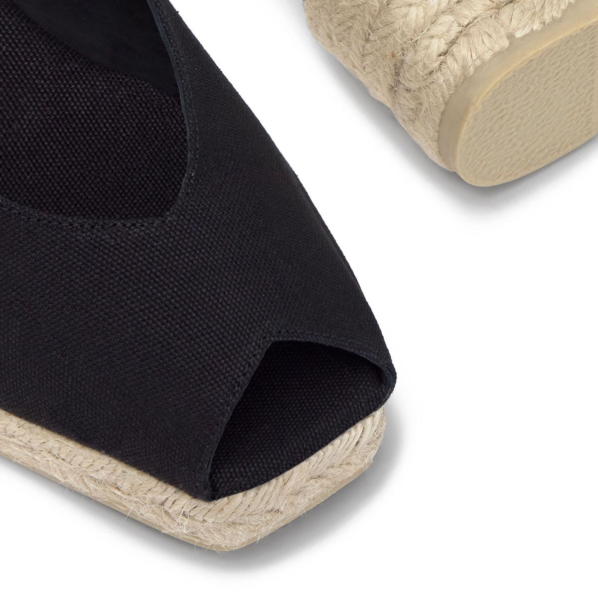 Espadrilles compensées en coton bio à bout carré ouvert DOSALIA PLATFORM noir, CASTANER