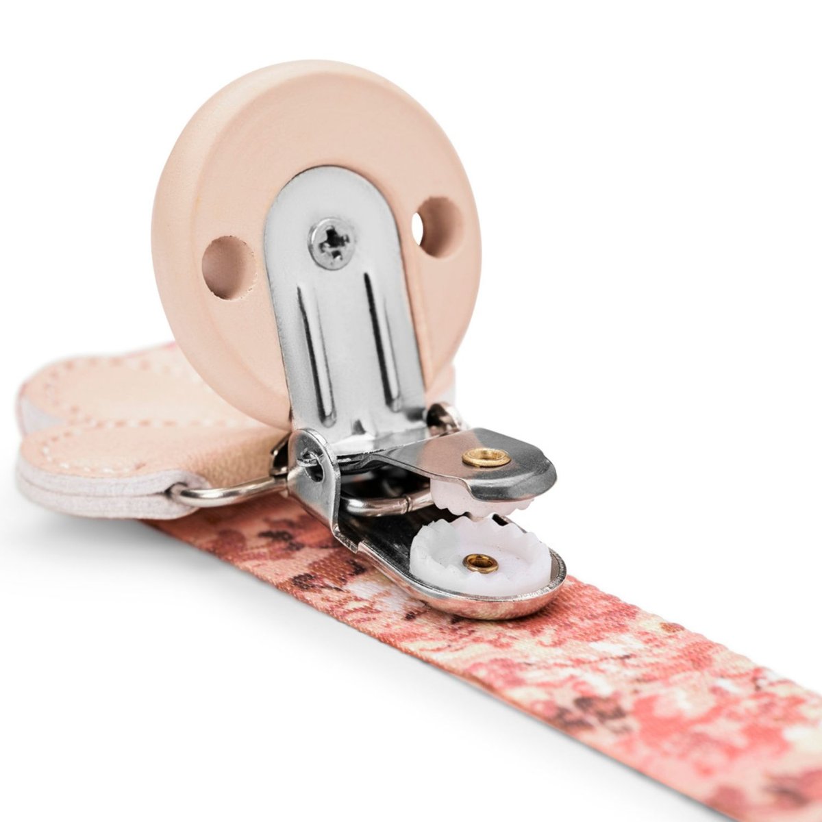 Attache sucette Wood rose, marron, blanc, ELODIE DETAILS