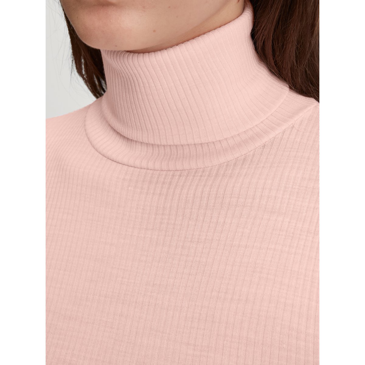 T-shirt à manches longues col roulé en laine et soie manches longues Laine SILKY WOOL JOY fard à joues perle, CALIDA