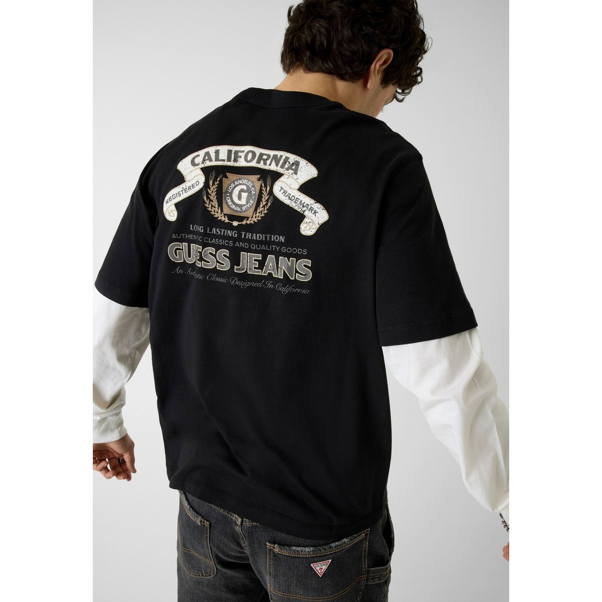 T-Shirt Avec Logo Imprimé noir, GUESS