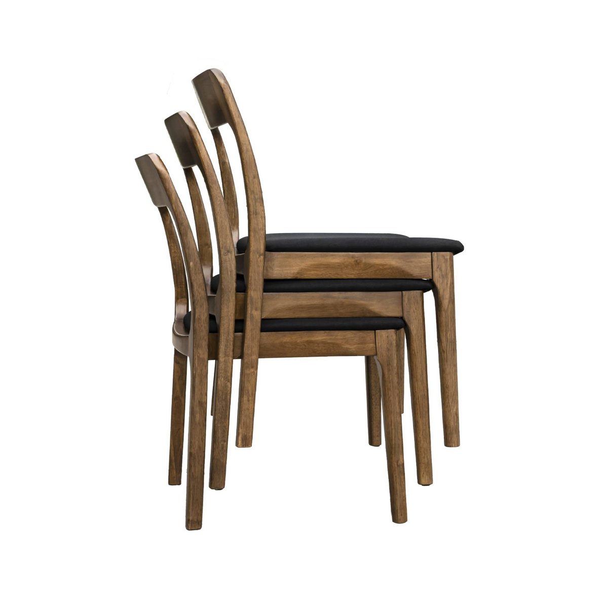 Chaise vintage bois d'hévéa et tissu (lot de 2) ELENA noyer, SWEEEK