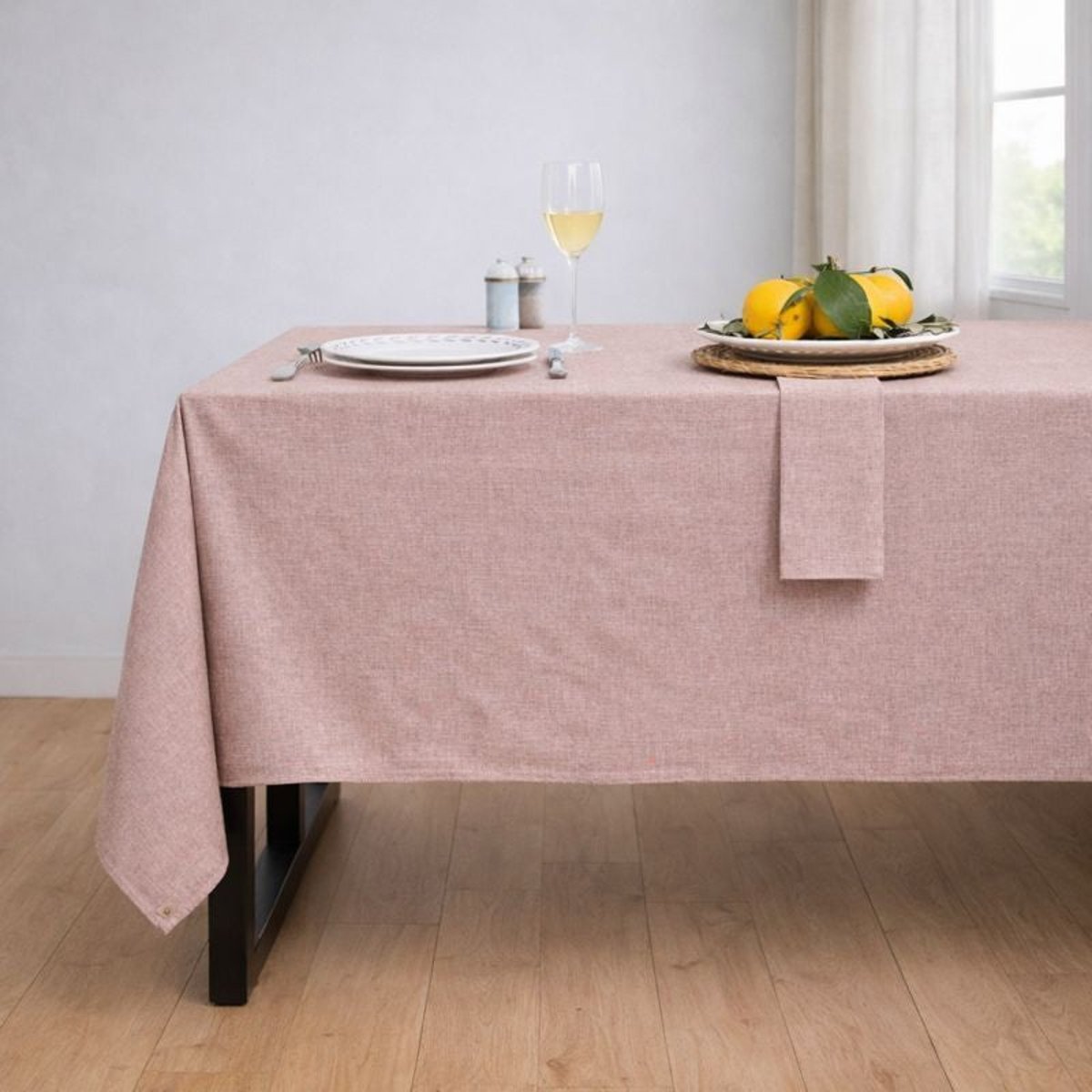 Nappe + 10 serviettes coton COLETTE rouge tomette, FEBRONIE