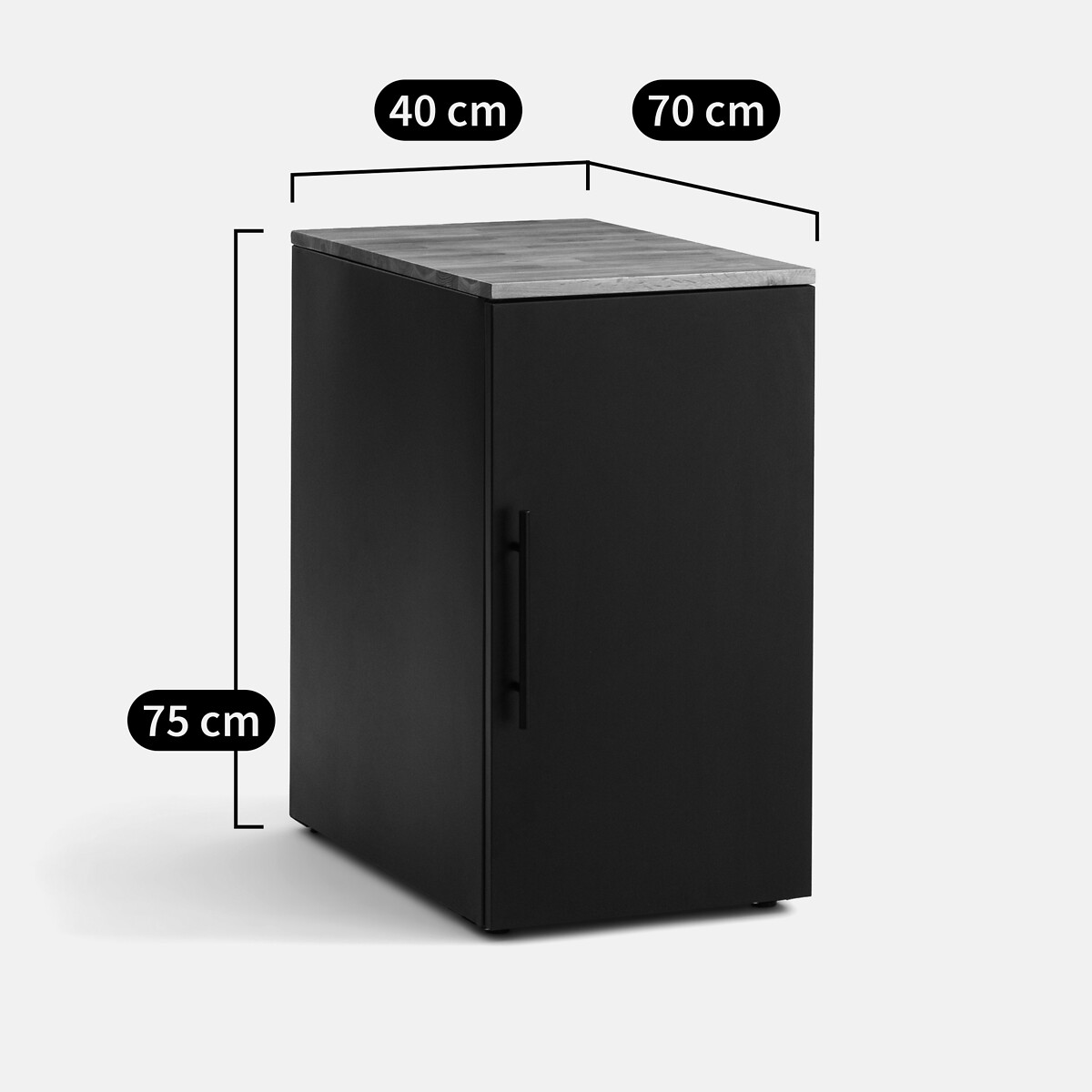 Hiba Oak & Metal 1-Door Desk Cupboard Unit black metal/oak, LA REDOUTE INTERIEURS