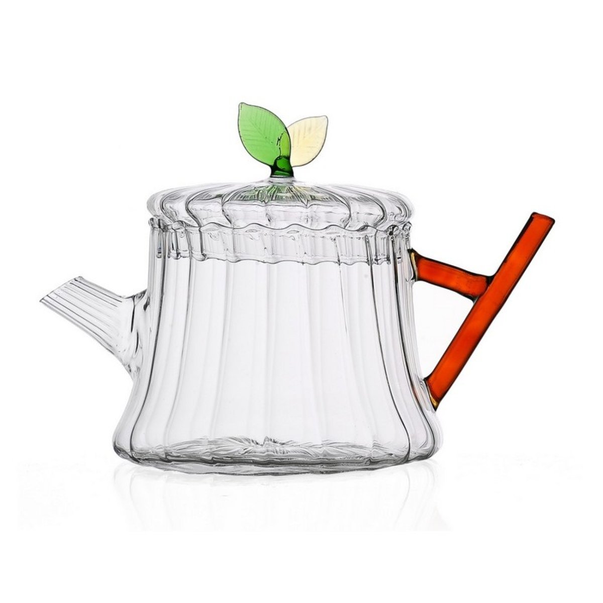 Théière verre feuille sculptée GREENWOOD multicolore, ICHENDORF