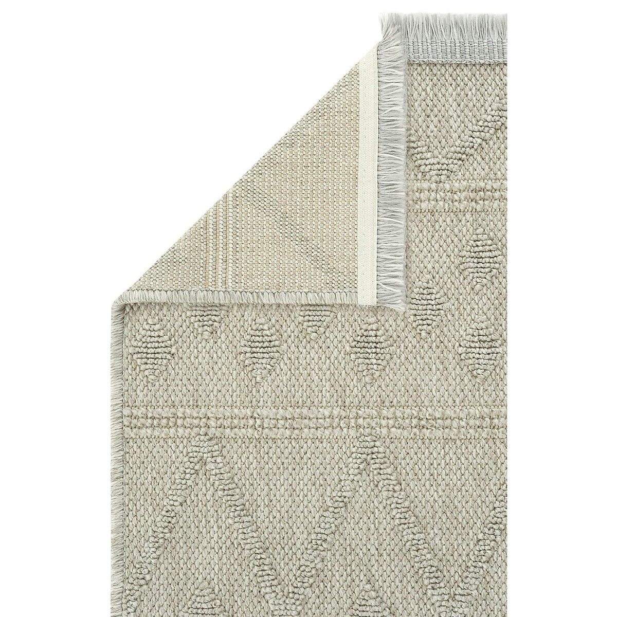 Tapis gris motifs losanges – franges, 120x180 cm ISTANBUL gris, PIER IMPORT