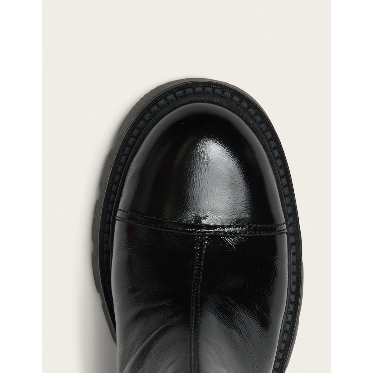 Bottines KARI cuir plissé verni noir, ODAJE