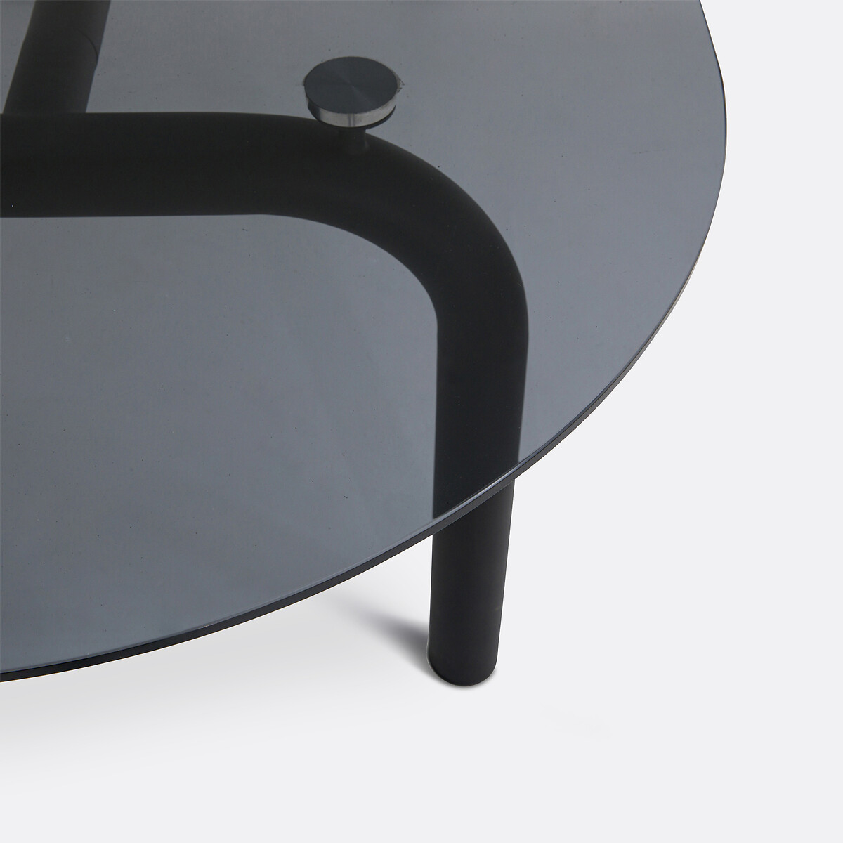 Ovale eettafel, gerookt glas en staal, 6 tot 8 couverts, POLLY zwart, LA REDOUTE INTERIEURS