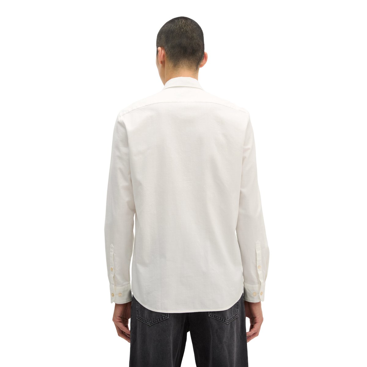 Chemise en sergé ajustée en coton biologique et lyocell blanc, MARC O'POLO
