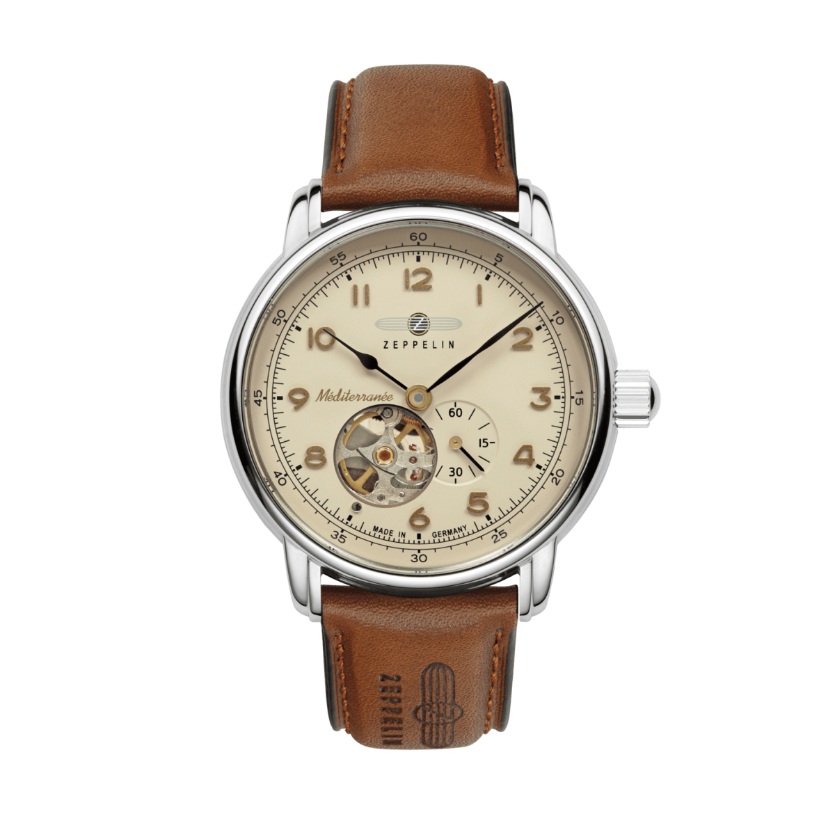 Montre Analogique 100 ANS argenté beige marron clair, ZEPPELIN